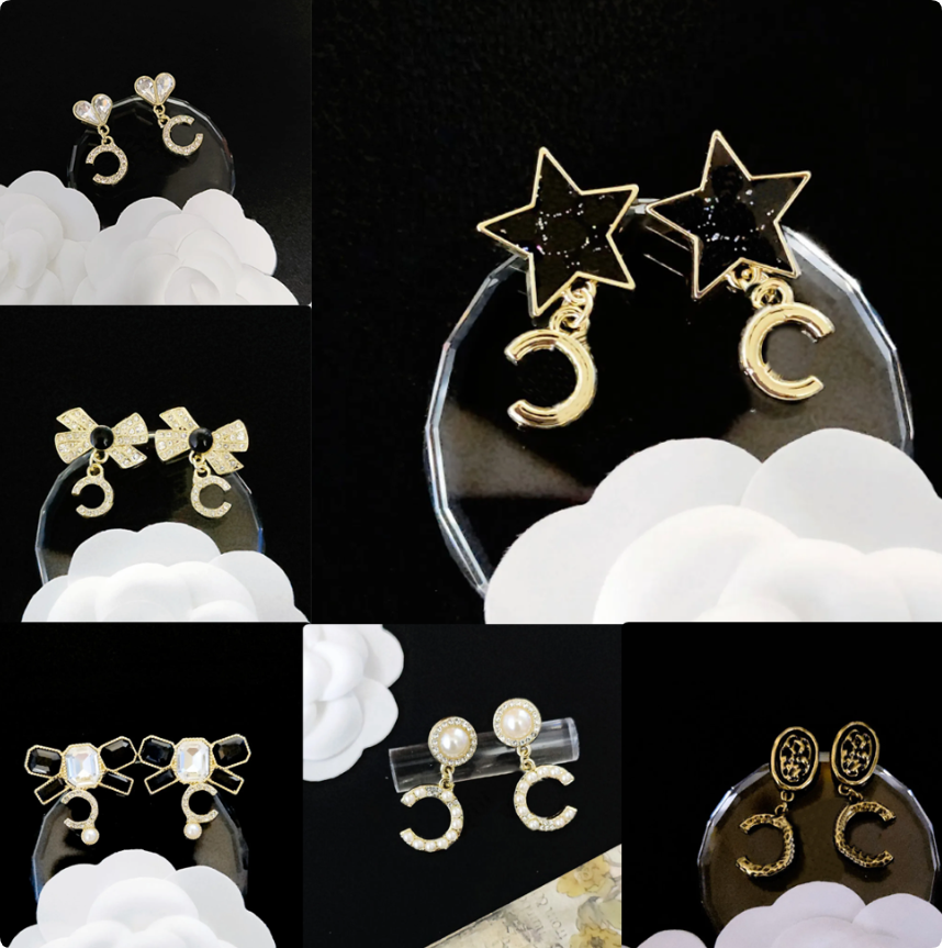 Classic Designer Earrings Letter Stud Designer Jewelry 925 Silver Earring Fashion Women Wedding Jewelry Birthday Gift