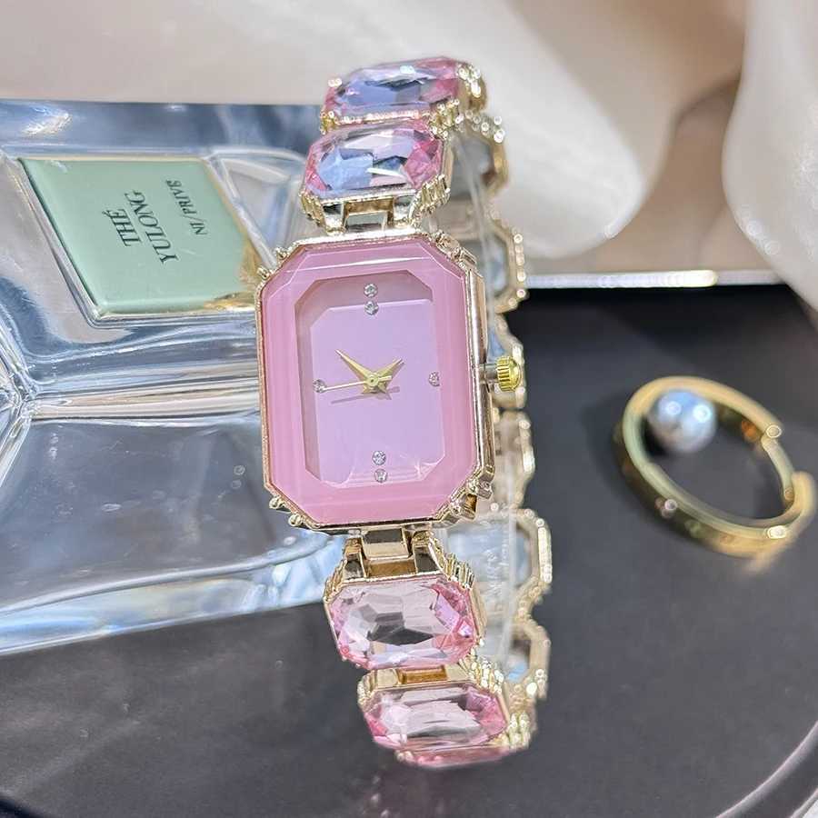 womens large section rhinestone chain rectangular color case rhinestone dial fashion European and American style ladies W251031