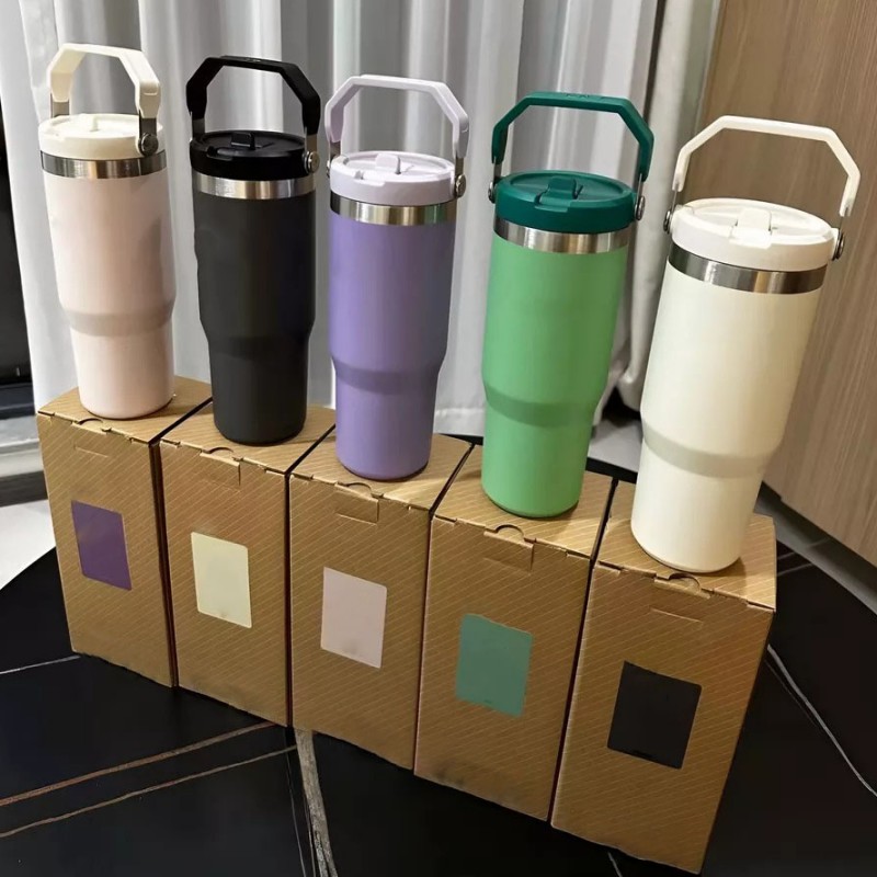 Water Bottles 20oz 30oz Cups Heat Preservation Stainless Steel Tumblers Outdoor Large Capacity Travel CarMugs Reusable Leakproof Flip Mugs