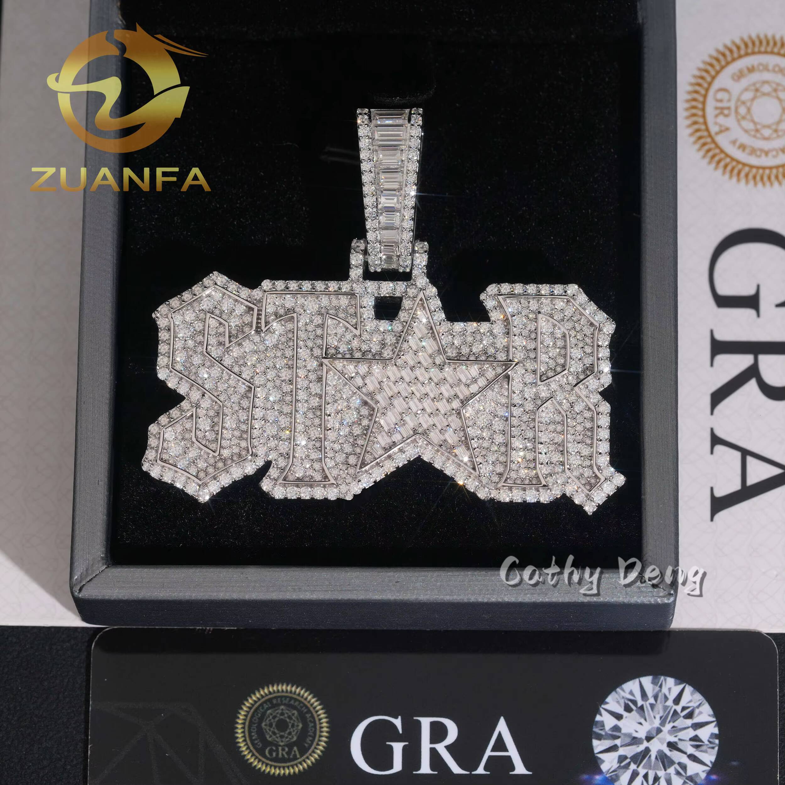 Personalized Hip Hop Jewelry Hip Hop Pendant Moissanite Sterling Silver 925 Moissanite Charm Custom Letter Pendant