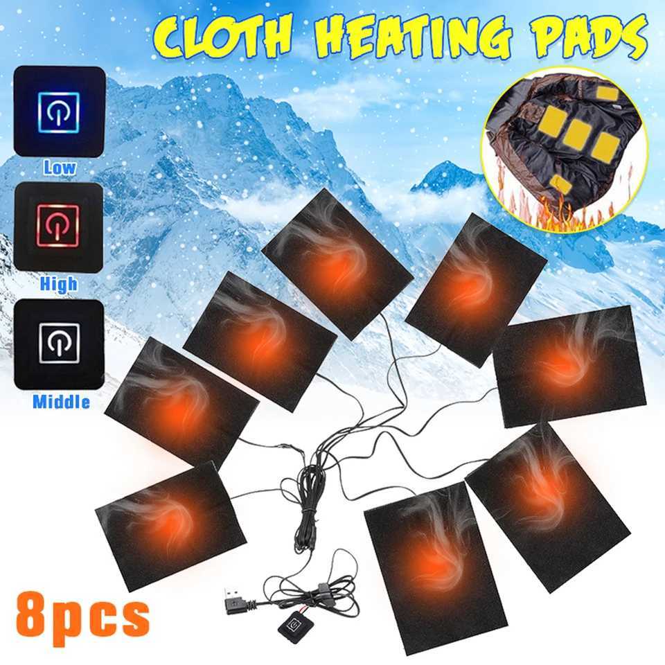 8 in 1 USB Clothes Heater Pad With 3 Gear Adjustable Temperature Electric Heating Sheet Heating Warmer Pad For Vest et X251101