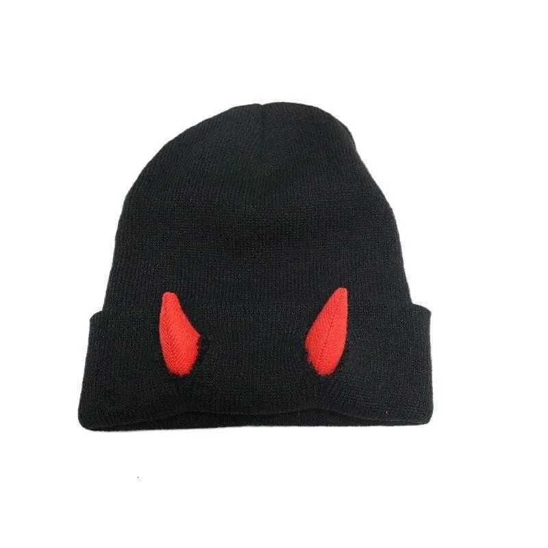 Winter Warm Knitted Beanie Hat Soft Stretchy Demon Horn Skull Design for Men and Women Outdoor Streetwear Funny Fashion HeadwearXJ251101