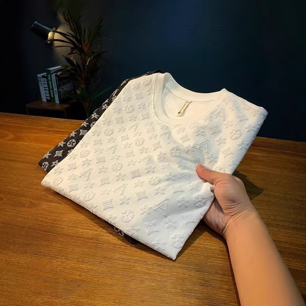 Designer clothing summer men's new trend crew neck pullover short sleeve T-shirt Men's fashion trend print loose casual half sleeve T-shirt 