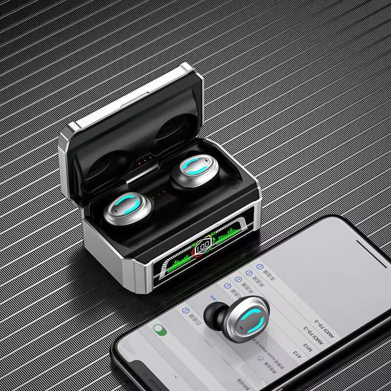 GQ01 BT In-Ear Headset with AI Touch Control Cool Mech Design Long-Life Noise Cancellation LED Digital Power Display