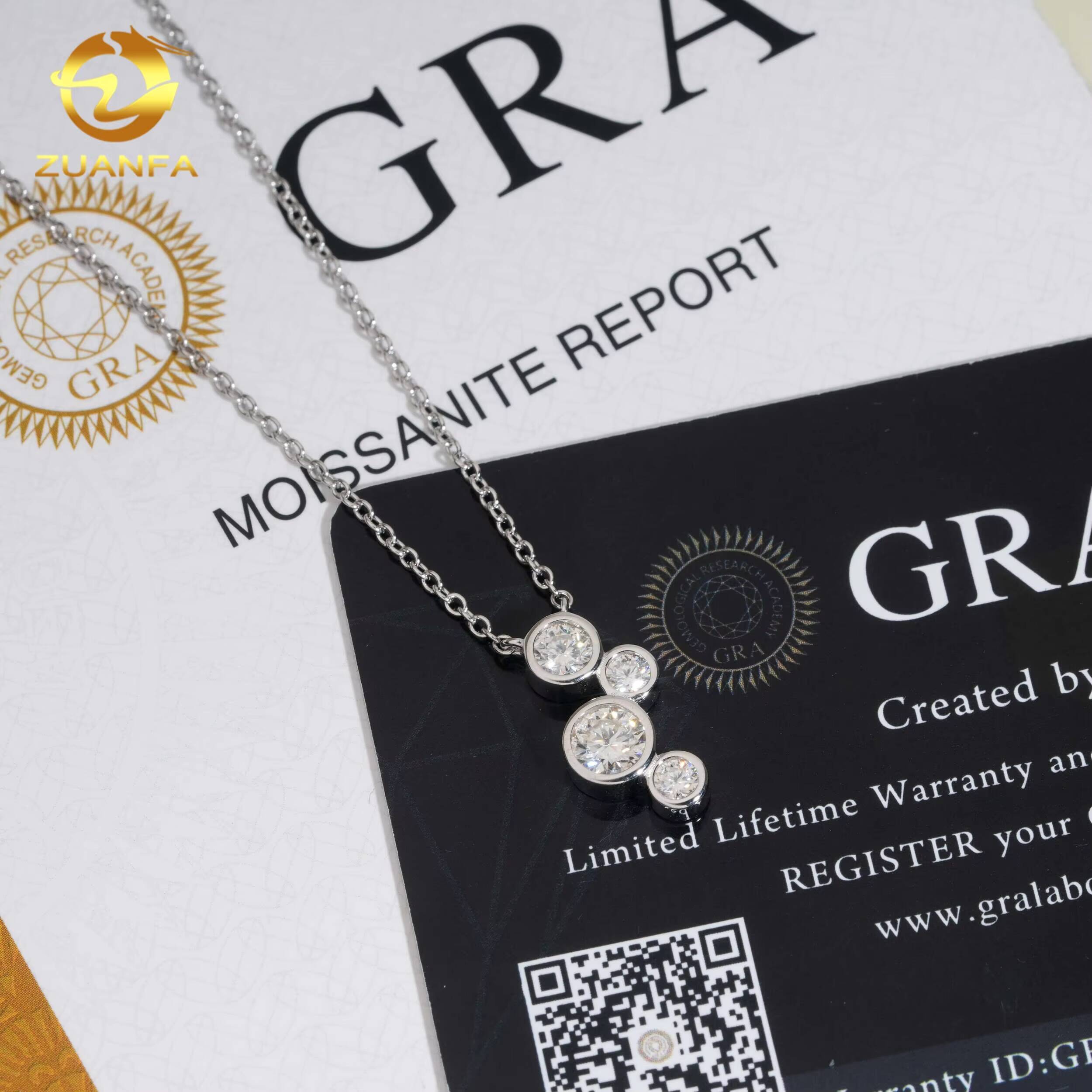 Cute Bezel Design Fashion Women Necklace Moissanite Diamond Drop Necklace 925 Silver Iced Out Necklace Charm