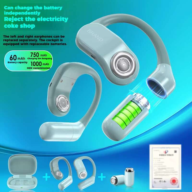 SJ12 Open ear wireless OWS Bluetooth sports earphones long life free switching replaceable battery design
