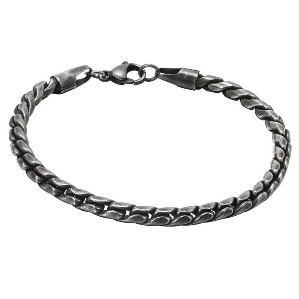 5mm Retro Silver Mens 316 Stainless Steel Bracelet Hip Hop S Alloy Bracelet Fashion Jewelry Retro Bracelet Accessories Y250329