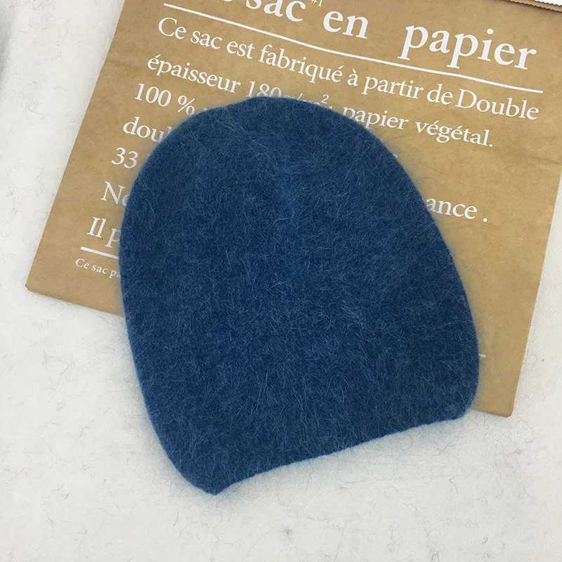 New angora rabbit fur hats Winter warm soft beanie caps Knitted hats Women girls casual solid ski skullies skullcap gorrasXJ251101