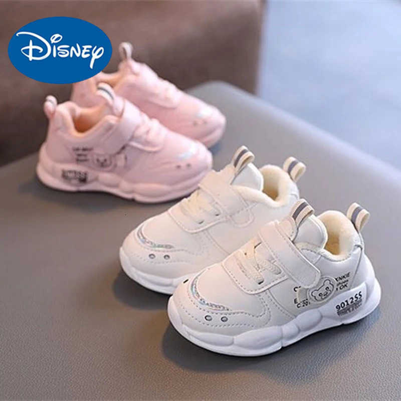 Disney Autumn Winter Casual Shoes for Baby Boys Girls Plush Warm Kids Sneakers Solid Walking Shoes Toddler PU Leather Cotton Shoes H251101