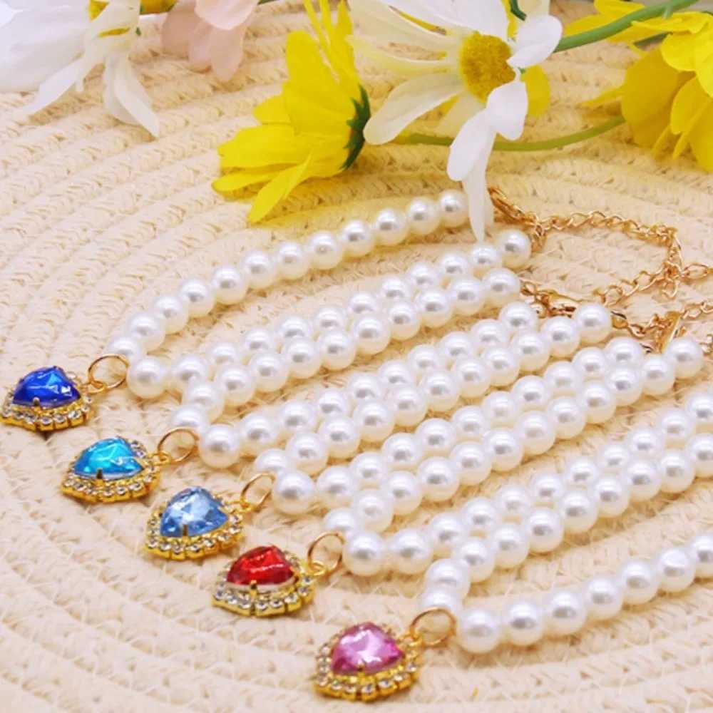 Luxury pearl pet collar pet cat and dog collar love pendant pet supplies love crystal necklace kitten necklace X250401