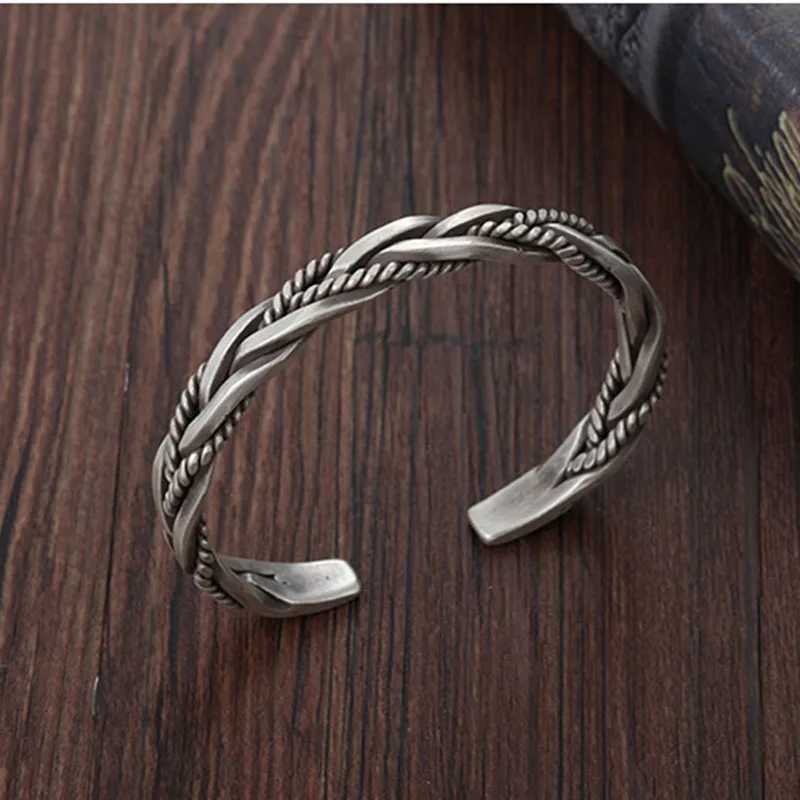 925 sterling silver twisted woven bracelet mens retro Thai original handmade exquisite gift Y250329