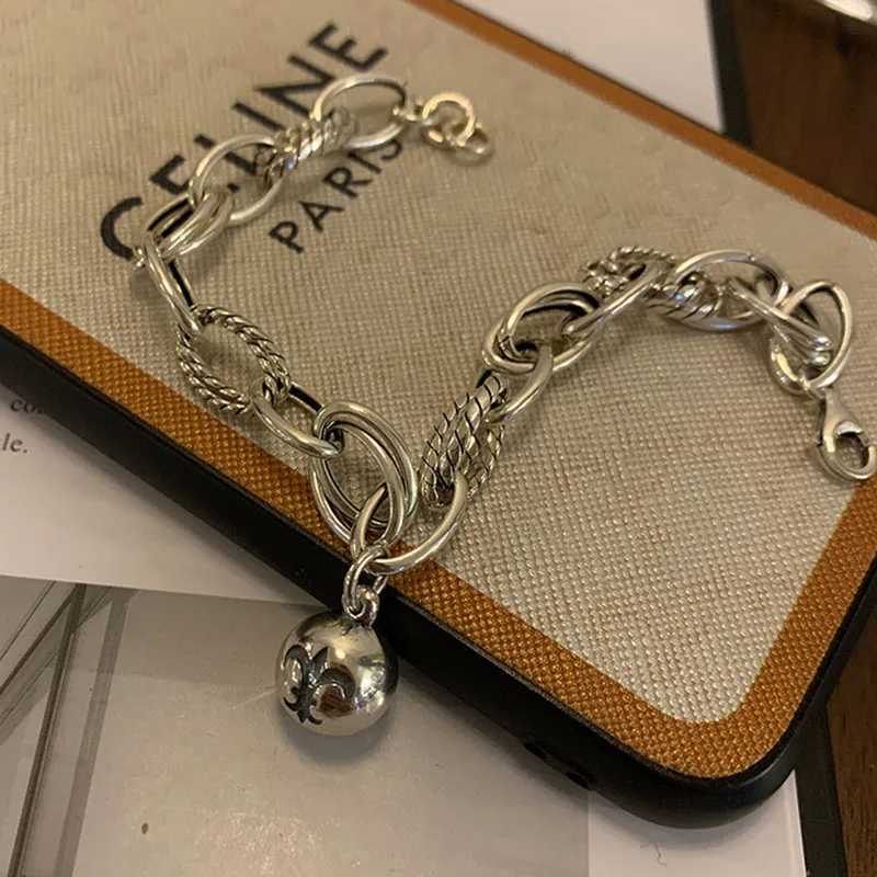 Mewanry silver couple bracelet trend punk hip-hop retro creative thick chain bell party jewelry birthday gift Y250329
