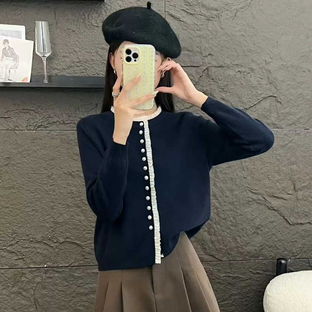 Knitted Sweater Women Cardigans New Long Sleeve ONeck White Lace Knit Sweater Cardigan Women Tops Sweaters Women Clothing Q1065T251101