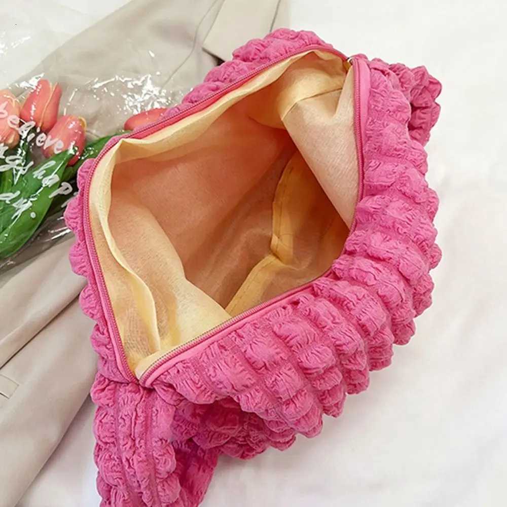 Plaid Quilted Shoulder Bag Cute Pleated Bubbles Large Capacity Underarm Bag Embroidered Solid Color Crossbody Bag WomenW251101