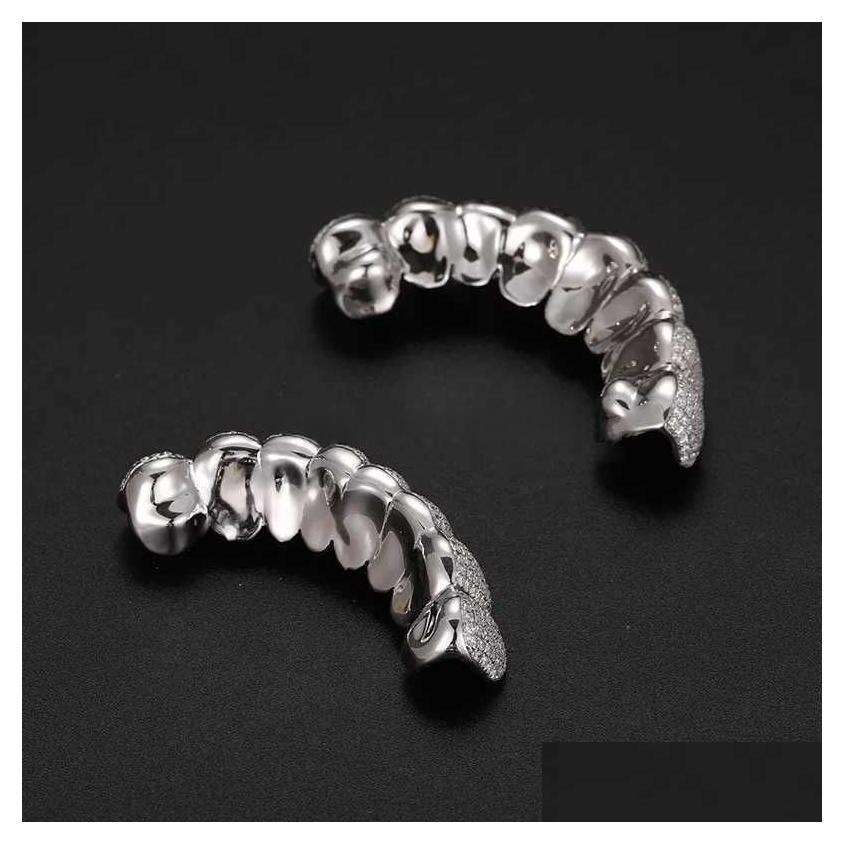 Grillz Dental Grills Mouth Exclusive Customization Moissanite Teeth Iced Out Hop Sier Decorative Braces Real Dia Bg Toot Dht8S