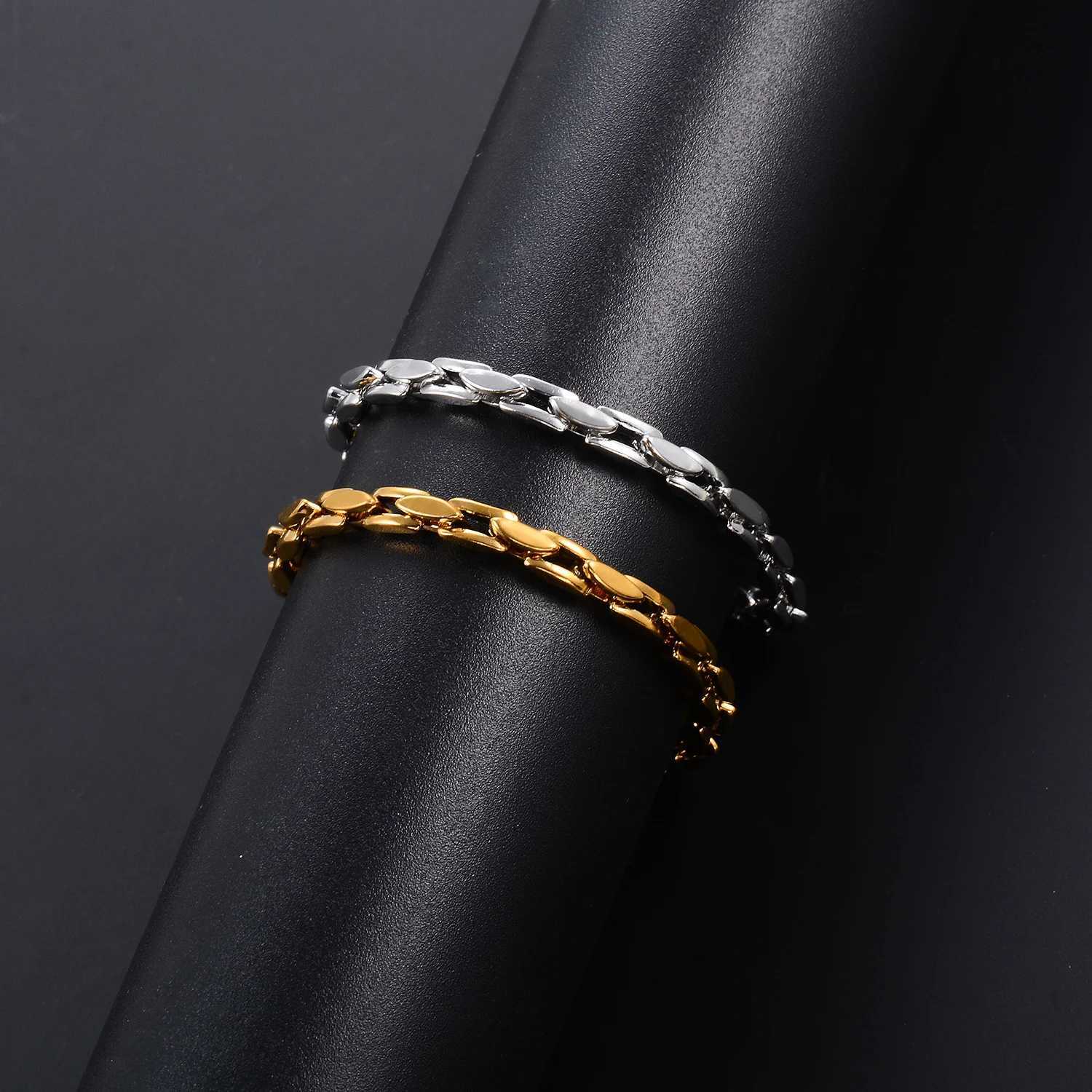 4.2MM Classic Stainless Steel Couple Chain Bracelet Handmade Link Punk Heavy duty Bracelet No Fading Hip Fashion Jewelry Y250329