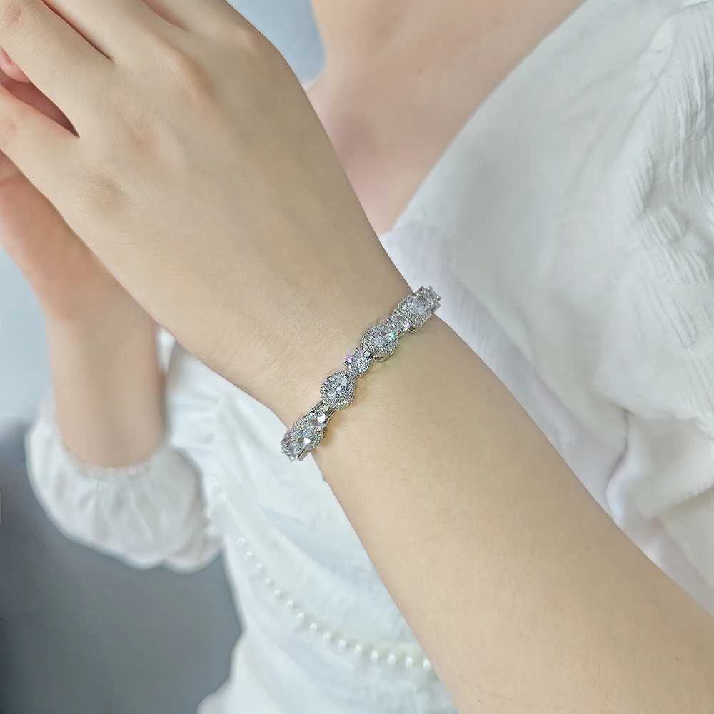 2024 New Luxury Oval Rectangular Silver Bracelet Womens Anniversary Gift Jewelry Bulk Sales S7208 Y250329