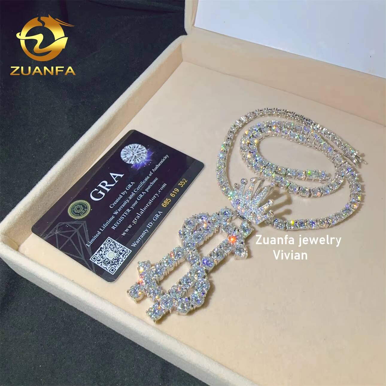 Sterling Silver 925 Custom Iced Out Hip Hop VVS Moissanite Fine Jewelry Fashion Moissanite Hip Hop Pendant