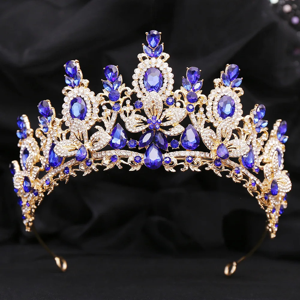 KMVEXO Baroque Water Drop Flower Crystal Opal Tiara For Women Wedding Girls Birthday Party Elegant Crown Hair Accessories250324