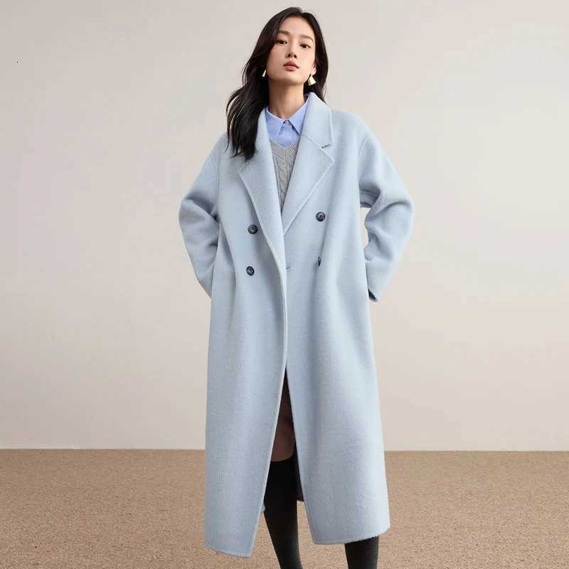 SENTUBILA Womens 100 Wool Long Coat Winter 2025 Classic Elegant Commuter Style DoubleFaced Overcoat Ladies Clothes W54OA8780T251101