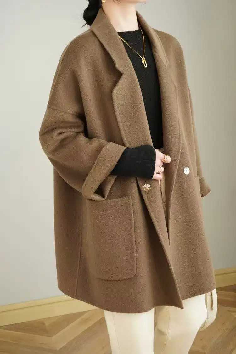 Fashion Wool DoubleSided Cashmere Coat WomenS Autumn And Winter Suit Collar HighEnd Loose Woolen CoatT251101