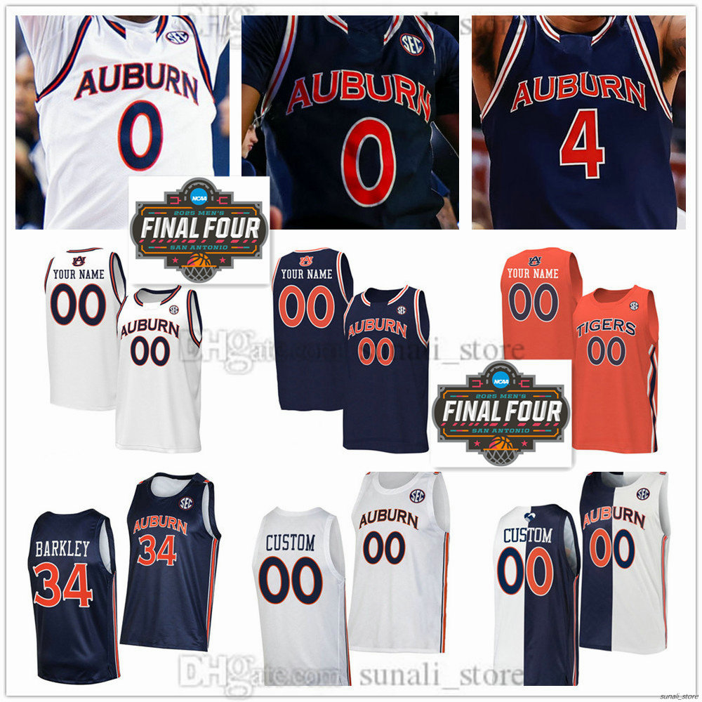 2025 Final Four Auburn College Tigers Basketball Jersey 4 Johni Broome 2 Jones 10 Chad Baker-Mazara 31 Johnson 13 Miles Kelly 44 Cardwell 0 Tahaad Pettiford Printed