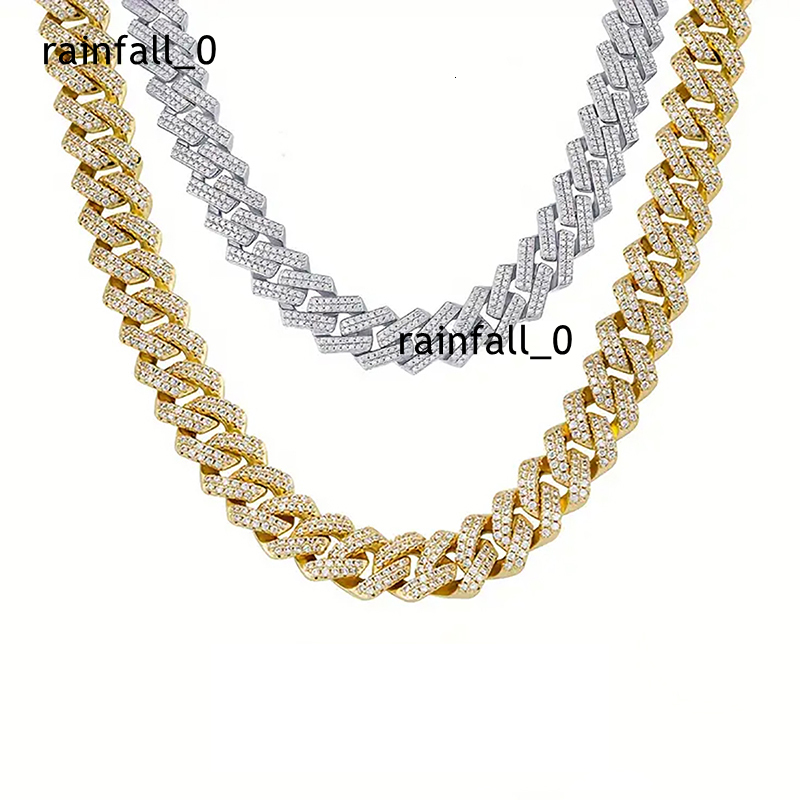 Moissanite Cuban Link Chain S925 Silver Plated 18K Gold Iced Out Hip Hop Style Certified Jewelry for Men Statement Cuban Chain