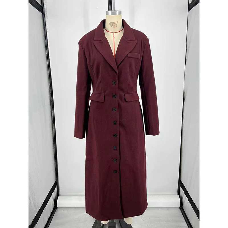 YENKYE Fashion Women Single Breasted Elegant Long Woolen Coat Lapel Collar High Street Autumn Winter Warm OuterwearT251101