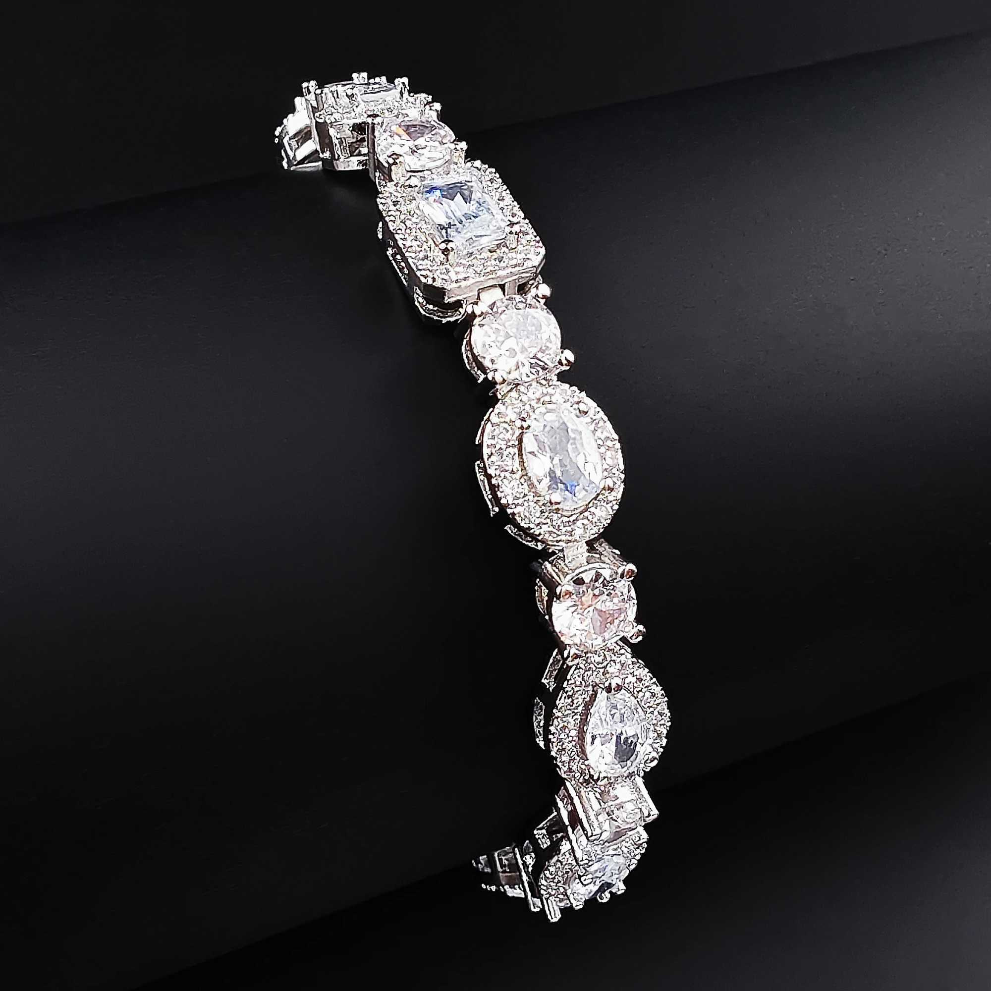 2024 New Luxury Oval Rectangular Silver Bracelet Womens Anniversary Gift Jewelry Bulk Sales S7208 Y250329