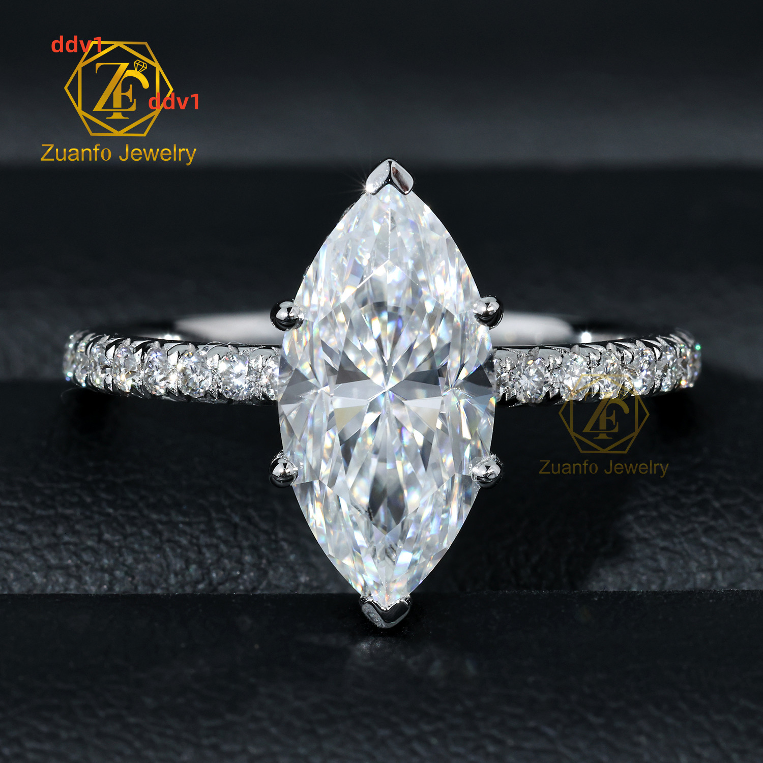 IGI GIA 14K 18K White Gold Lab Grown Diamond Ring 1CT 2CT 3CT Marquise Cut CVD Diamond Fine Jewelry Rings for Wedding