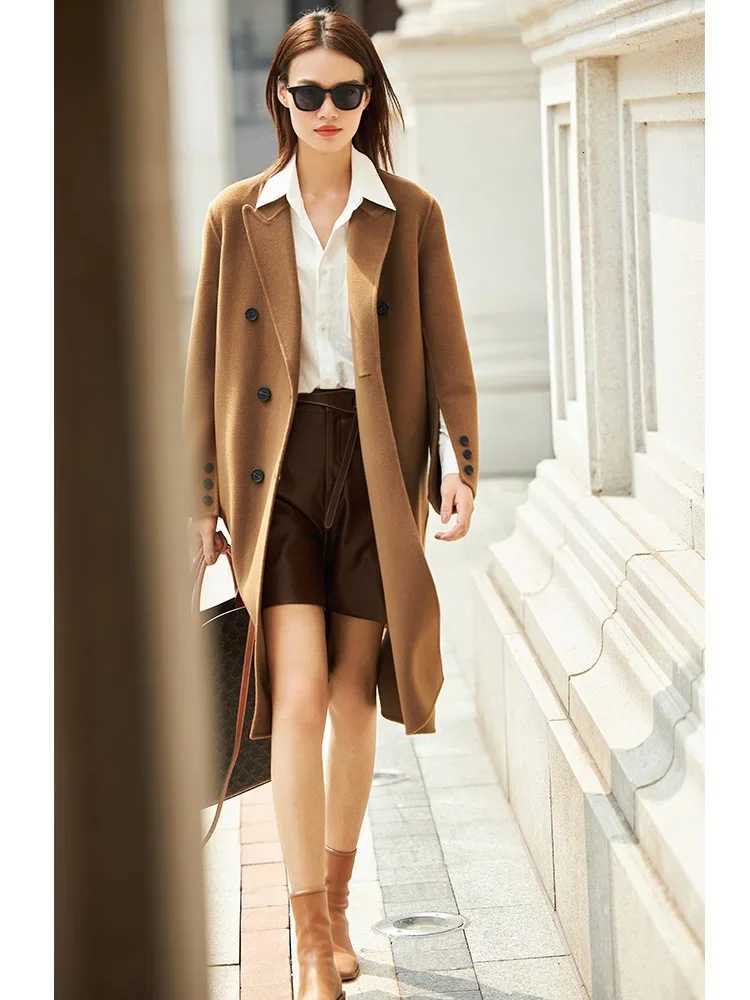 AMII Minimalism New Doublesided Woollen Coat 2024 Winter 100 Wool Vintage Commuter Office Lady Loose Warm Jackets 12140912T251101