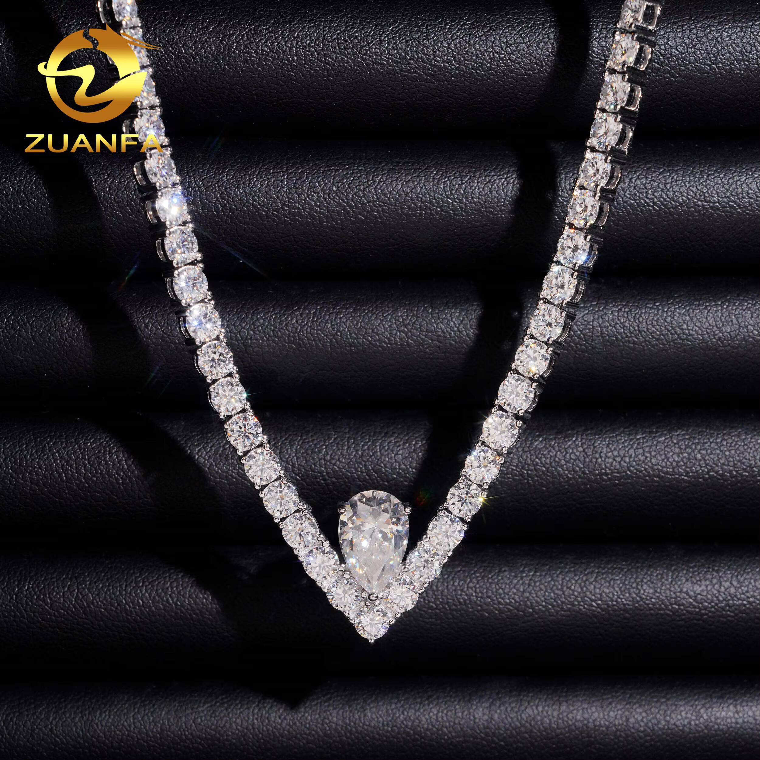 Pass Diamond Tetser 4mm 925 Silver Moissanite Tennis Chain Fashion Hip Hop Jewelry Moissanite Tennis Necklace for Men Women