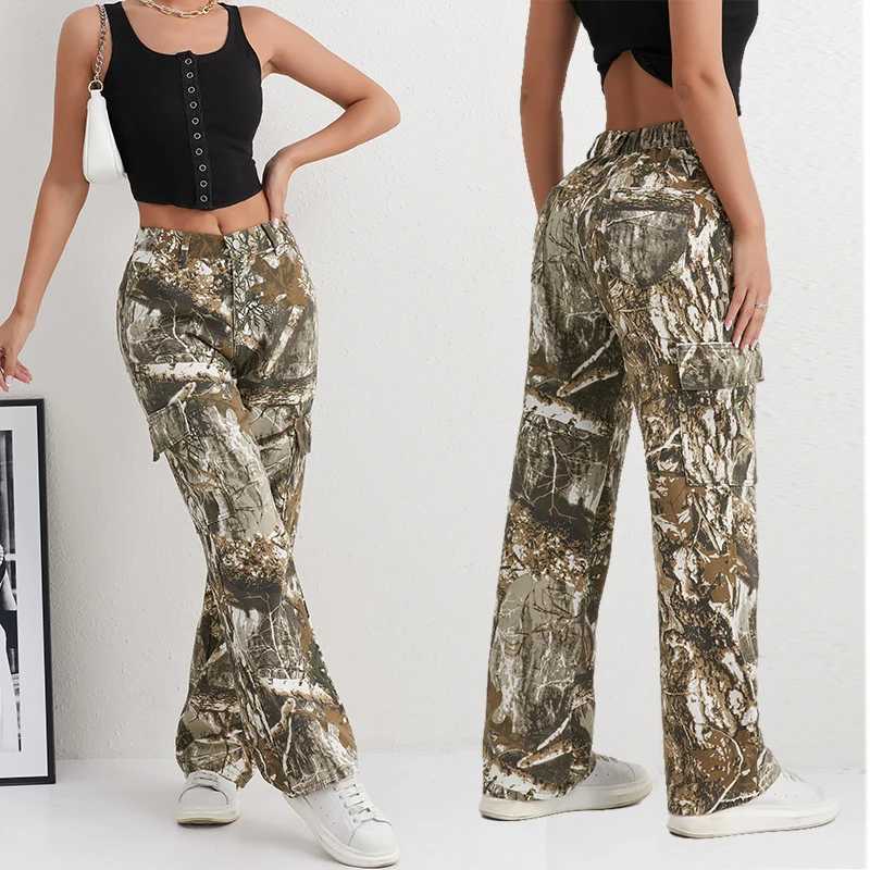 2025 Womens Jeans Denim Pants Camouflage Euramerican High Waist Girl Style Jean Trousers Colorful Straight Leg Wide Leg Pants J251031