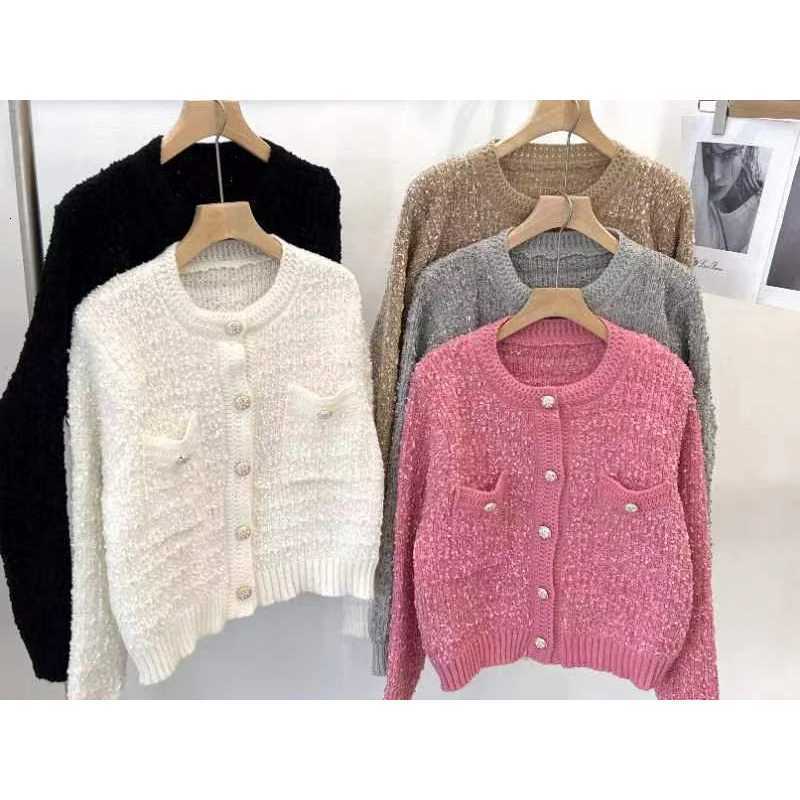 Elegant O Neck Women Cardigan Short Sweater Jacket New Autumn Fashion Loose Knitted Cropped Long Sleeved Singlebreasted CoatsT251101