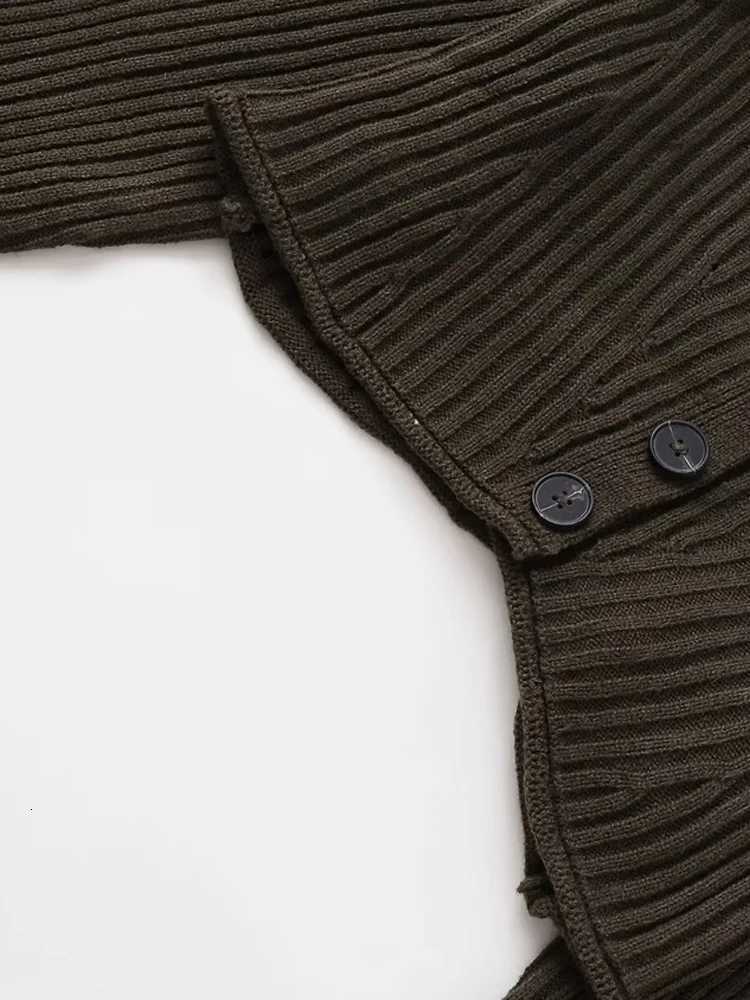 Womens Chic Cropped Knit Cardigan Sweater Long Sleeve Front Button Female Outerwear Trendy TopsT251101