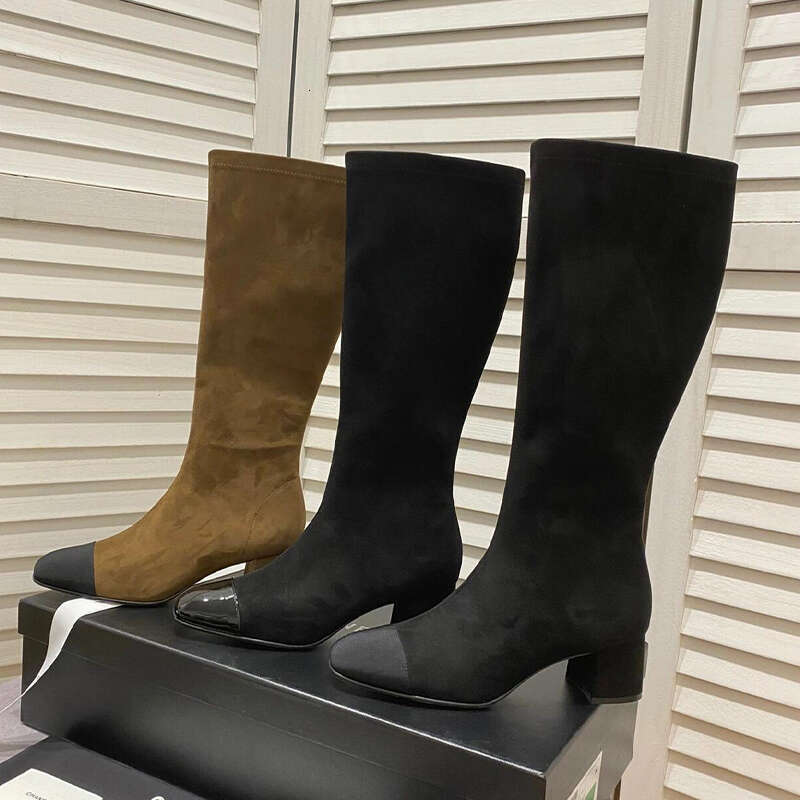 Top quality Womens Suede Boots new real Leather Winter Trendy Brown black Suede Half Boots Vintage Western Fashion boots Motorcycle Knight Boots Witn Box