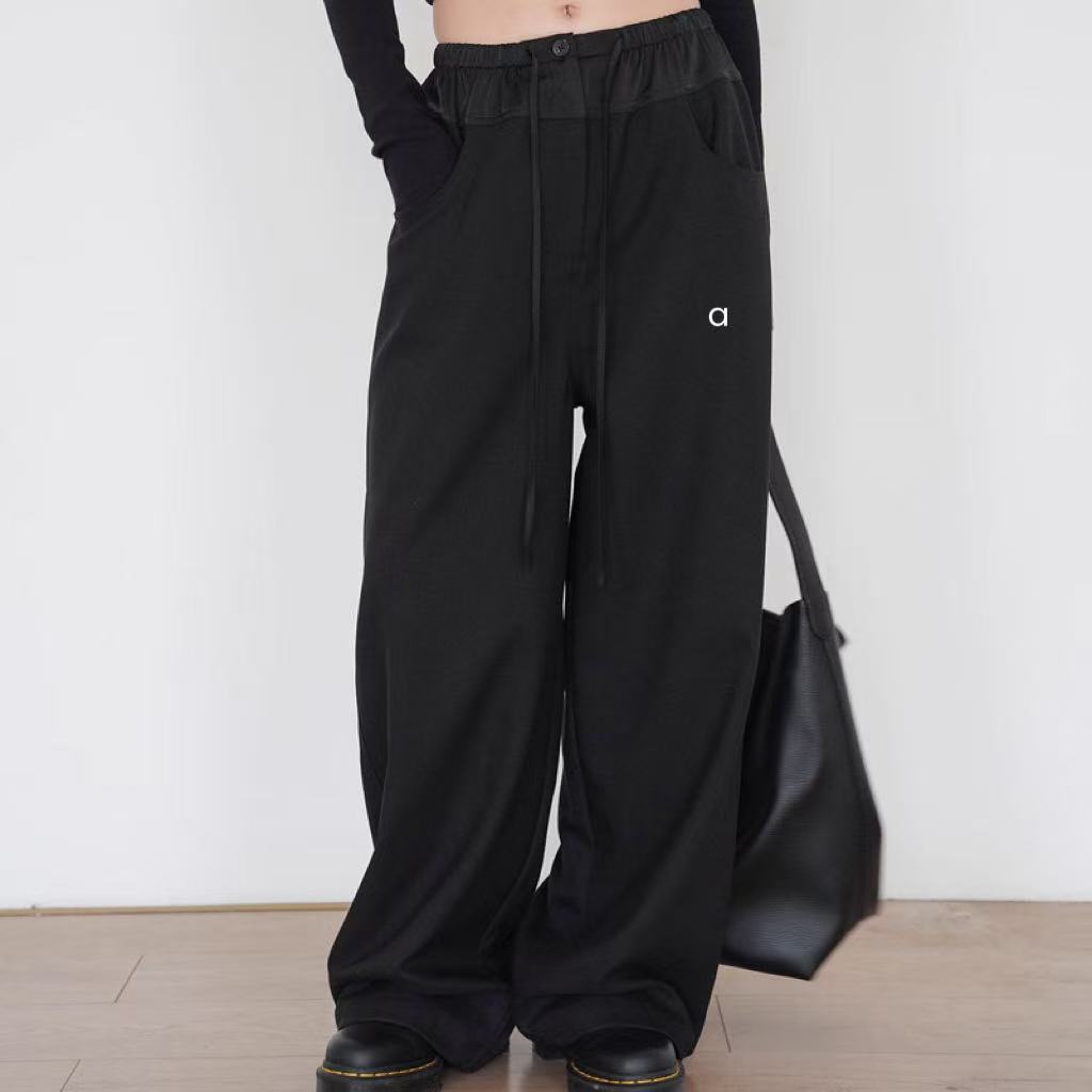 Women Yoga Wear Causal Trouser Joggers Jogging Straight Wide Leg Pants Long High Waist Training Strap Pants