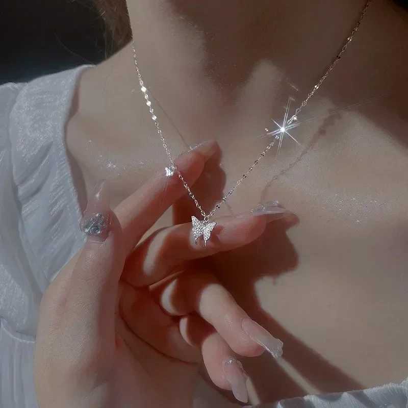 Fashion Women Crystal Zircon Pendant Necklace for Women Girl Crystal Chain Necklace Punk Party Jewelry butterfly necklaceC250407