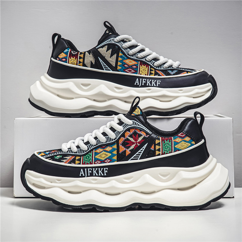 2025 Summer New Mens Platform Running Shoes Breathable Anti Slip Sneakers Trendy Printed Casual Shoes free shipping hot sale