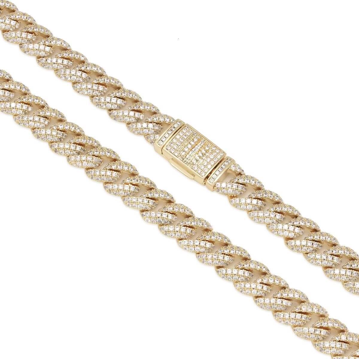 Custom Cuban Moissanite Diamond Mens Necklace Sterling Silver 925 Iced Out Hip Hop Jewelry Cuban Link Chain