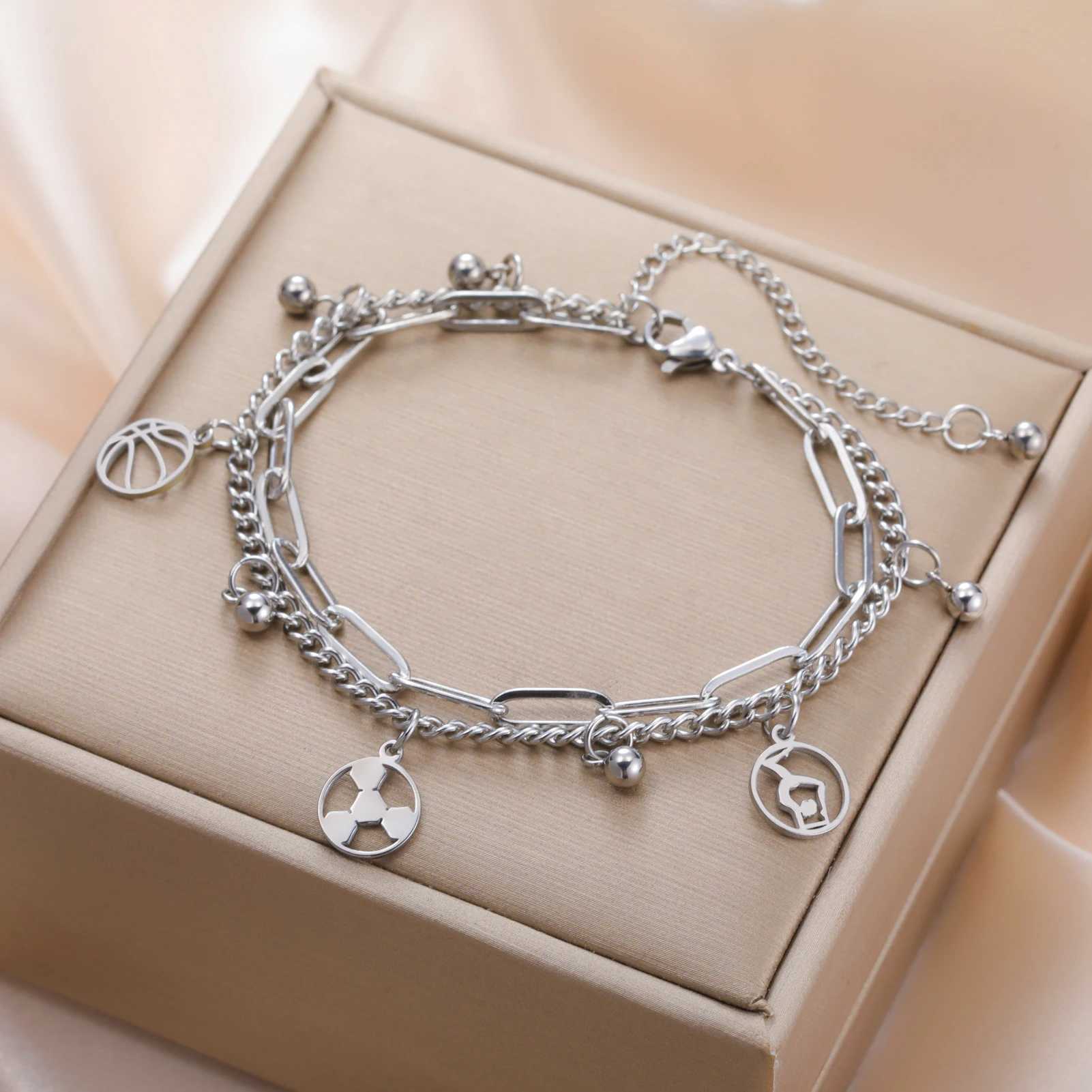 Cazador Stainless Steel Sports Basketball Football Yoga Charm Womens Bracelet Fashion Bracelet Jewelry Wholesale 2025 New Y250329