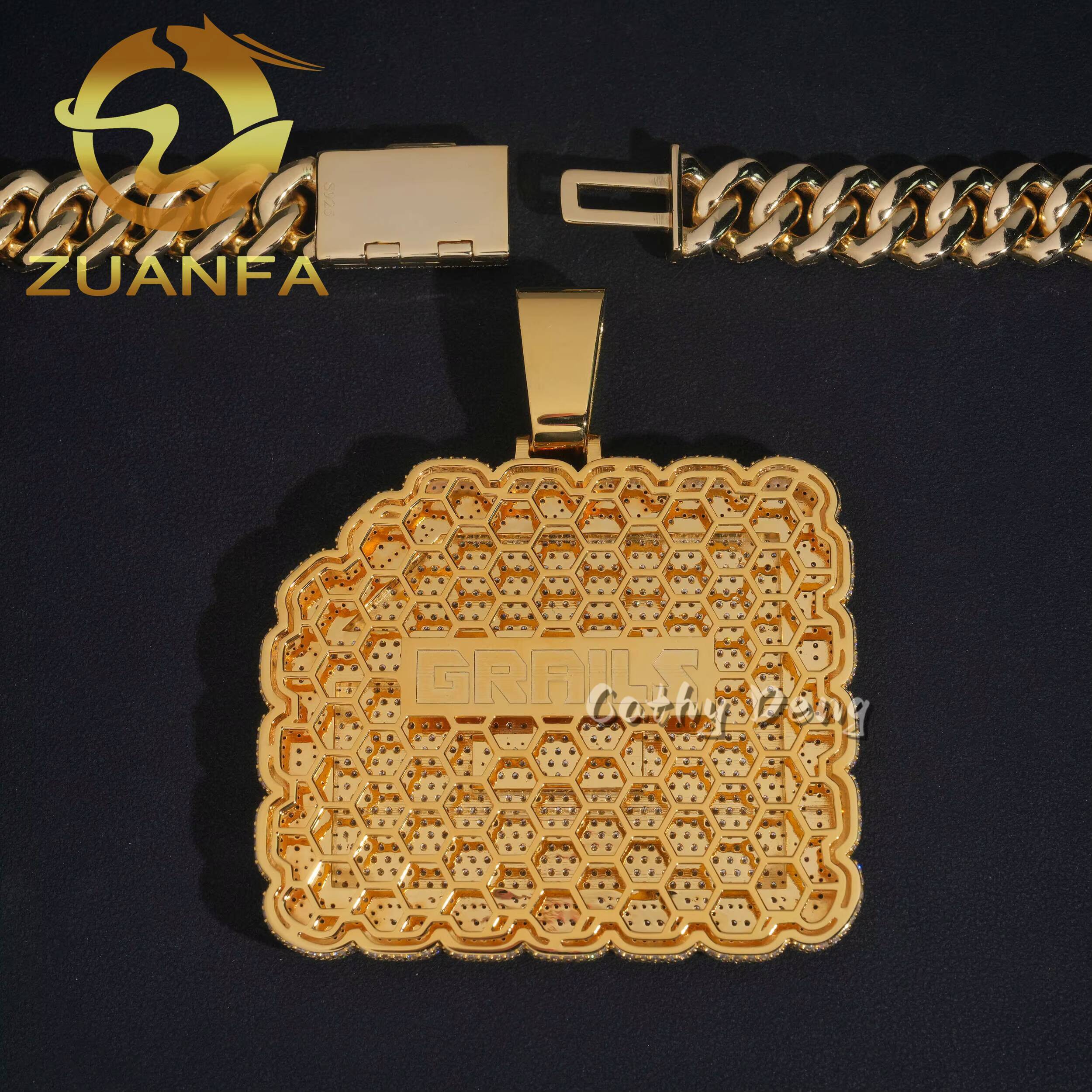 3D Customized Hip Hop Jewelry Moissanite Pendant 925 Silver Rapper Iced Out Moissanite Chain Pendant Pass Diamond Tester