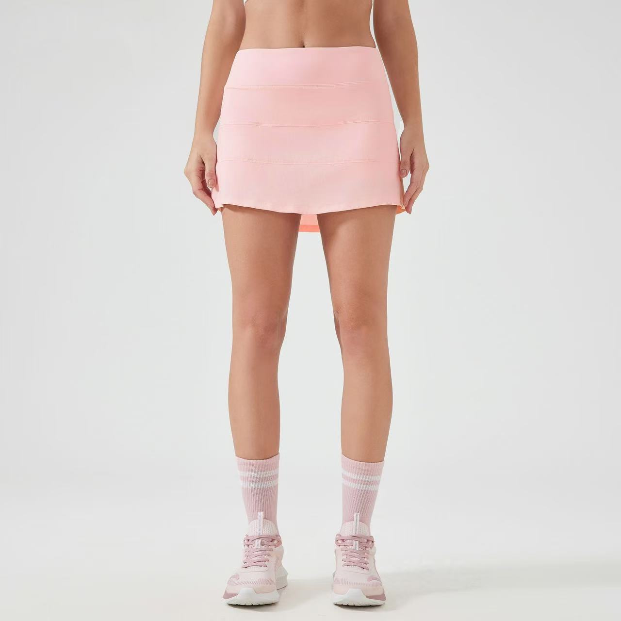 Women Sports Yoga Skirts Workout Shorts Zipper Pleated Tennis Golf Skirt Anti Exposure Fitness Short Skirt with Pocket D25014