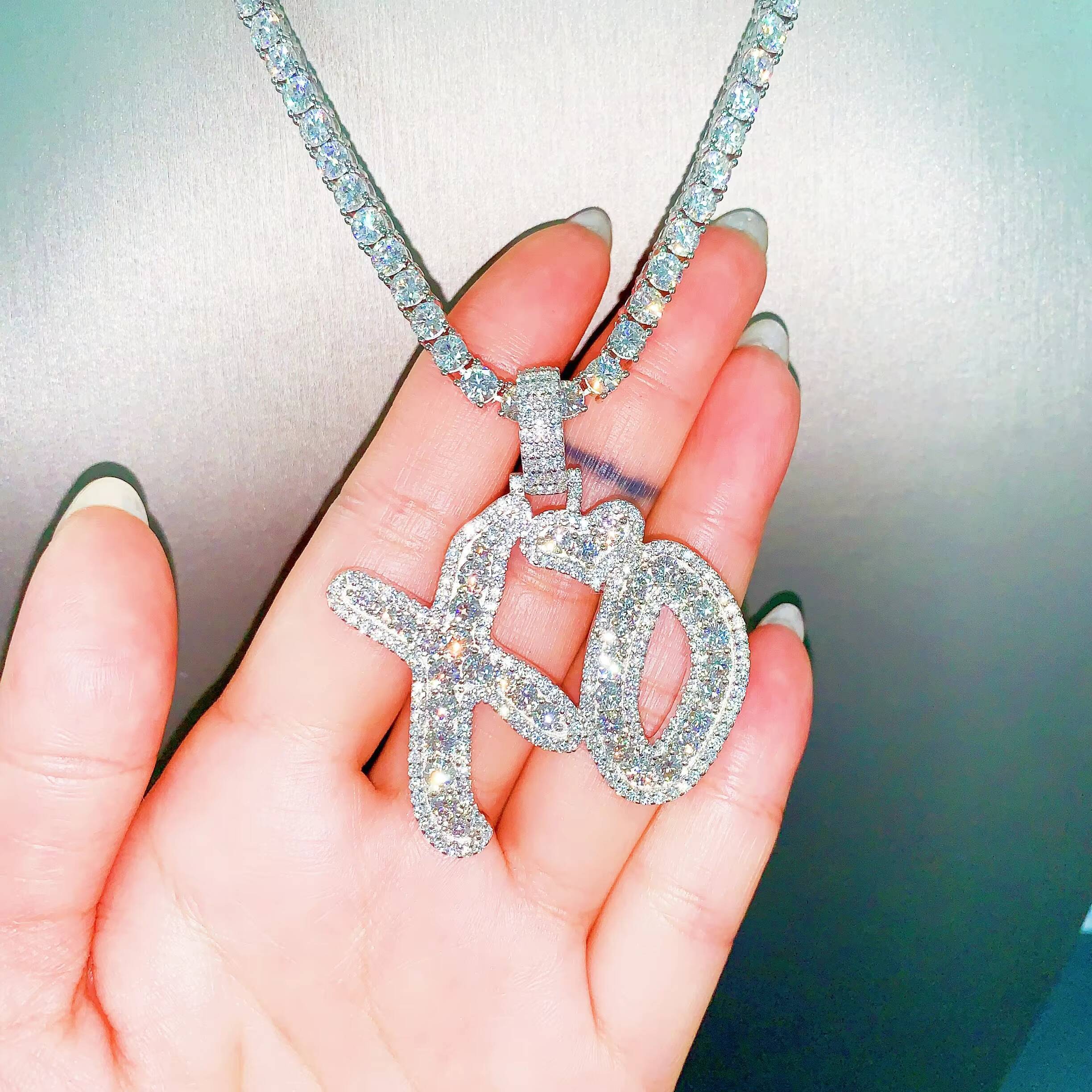 Valentines Day Gift XO Moissanite Pendants Iced Out Jewelry Diamonds Custom Moissanite Pendant Religious Jewelry