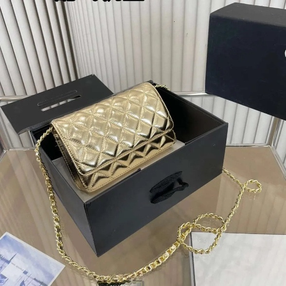 Classic Women Lambskin Wallets Quilted Flap Bags French Mini Coins Card Holder Vintage Matelasse Hardware Chain Crossbody Large Capacity Handbags With Purse 19CM