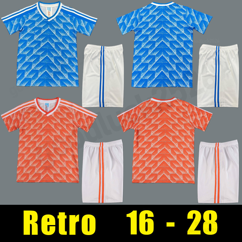 Retro kids Netherlands 1988 home away Soccer Jerseys van Basten Gullit Koeman Vintage Holland Shirt Classic Kit short 88