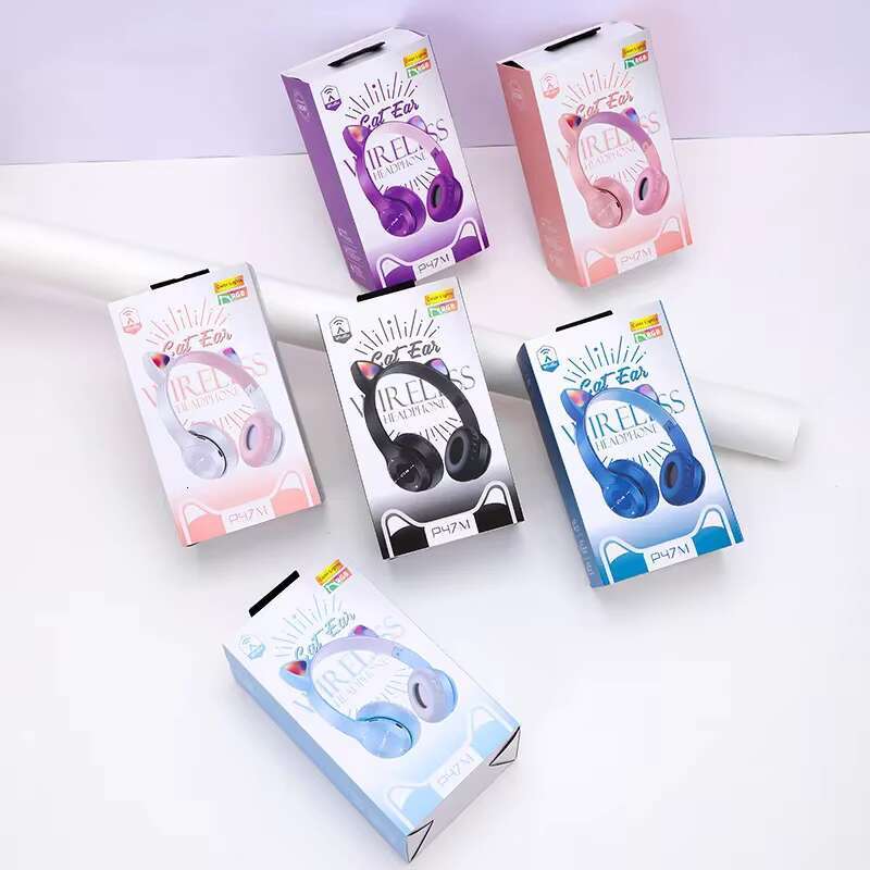 2023 Hot Products Waterproof Cute Cat Ears Headsets Wireless Blue Tooth Gaming Headphones