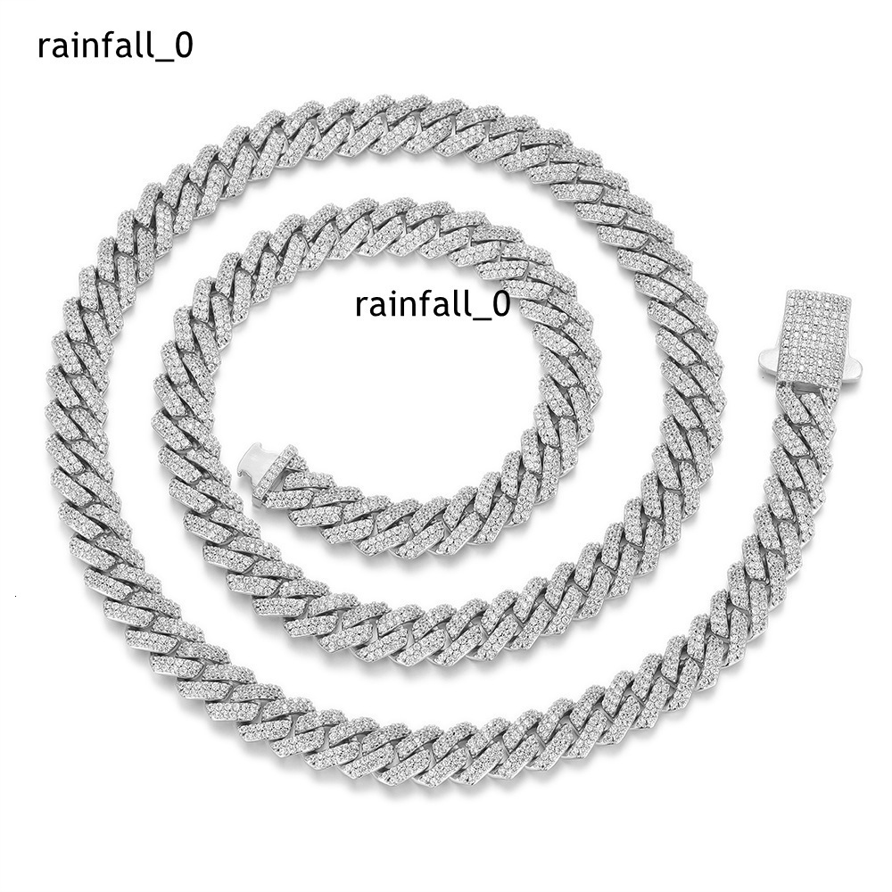 Drop Shipping Round Brilliant Cut GRA Certified Iced Out 8mm Silver VVS Moissanite Thin Miami Cuban Link Chain Necklace