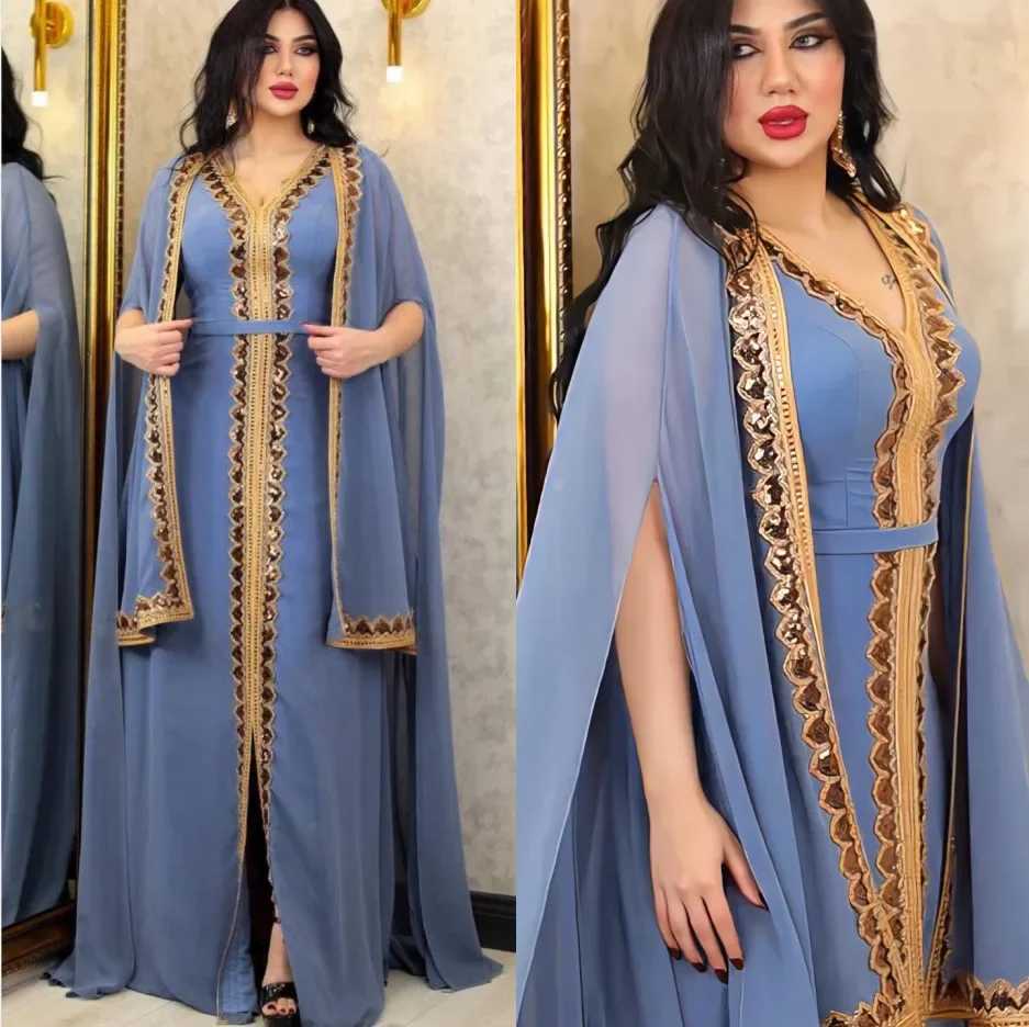 Ele Abayas for Women Dubai 2024 slim womens dress 2-piece set chiffon chlorine Sve Ktan Plus size party sequin robe W250401