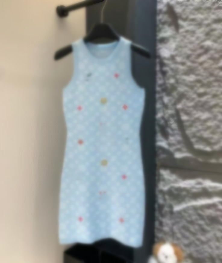 Designer Womens Casual Dresses Summer New pink Blue Yellow Outdoor Sexy Embossed Embroidered Vest Womens Dress